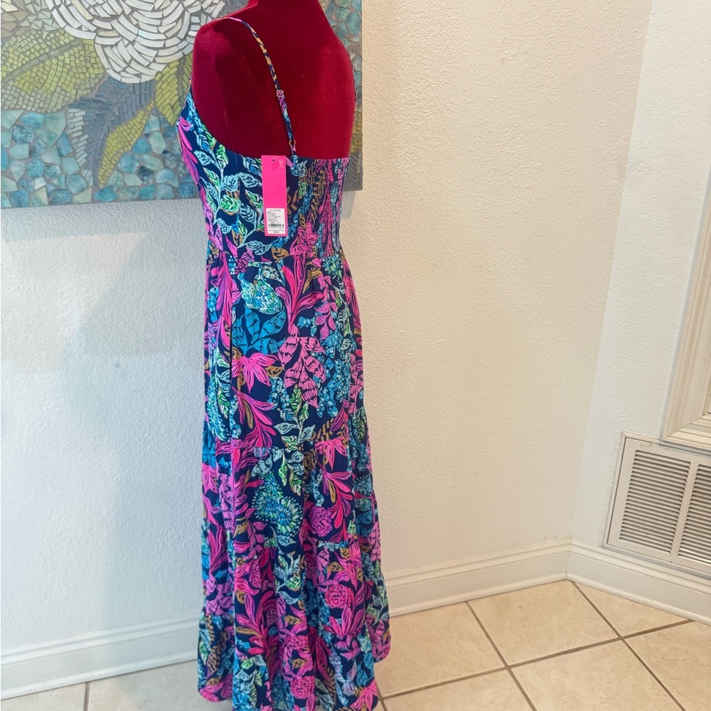NWT Sz 0 Lilly Pulitzer Joellane Tiered Maxi in Aegean Navy Calypso Coast - Picture 7 of 12